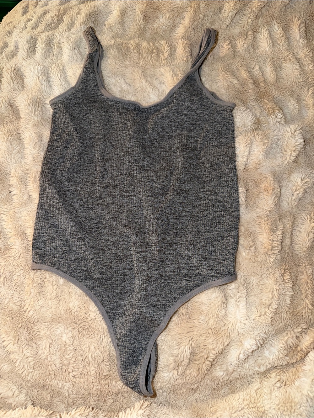 Classic Gray Ribbed Kids One-Piece Swimsuit